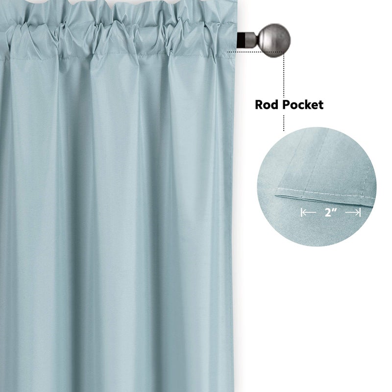 Home Collection Triple Weave Blackout Curtain Panel, 58W x 34L inches, 100% Light Blocking, Noise Reducing,Solid Color (Light Blue) - Image 3